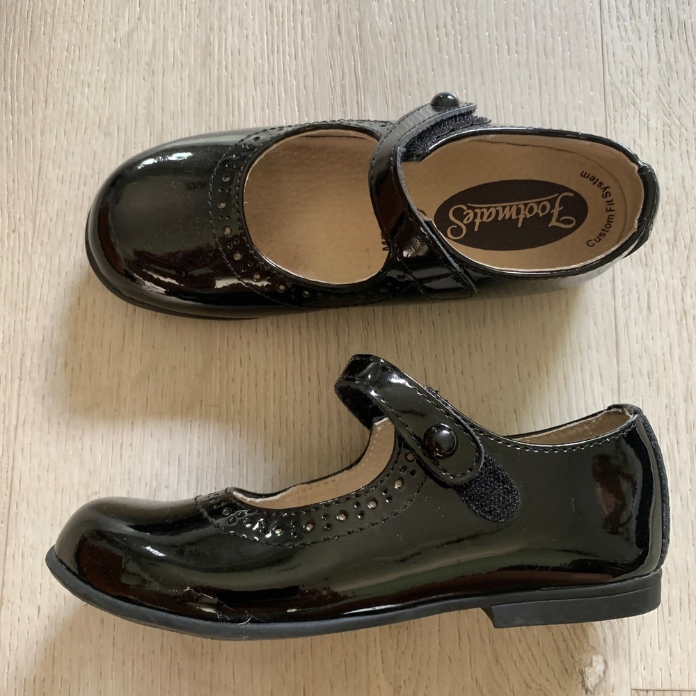 Footmates Emma Black Patent Leather Mary Jane Dress Shoes Kids Size 12 Medium‎